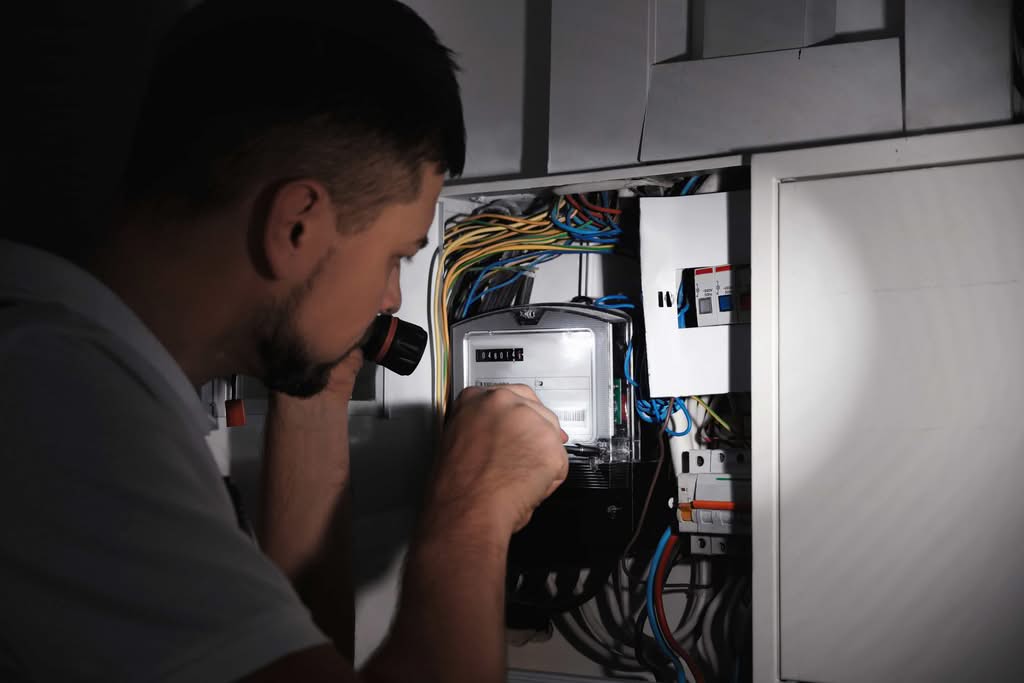 Expert Electrical Panel Upgrade Guide: 2026 Florida Costs 2 A professional electrician performing a detailed electrical meter inspection in Ocala, FL.
