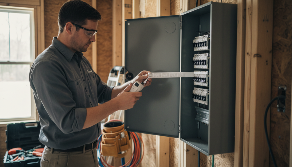 Your Guide to a Safe Electrical Panel Upgrade Silver Springs Homeowners Can Trust 2 technician labeling breakers after a 200-amp electrical panel installation